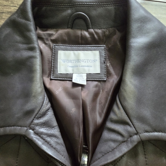 Worthington Leather Brown Large Women's Jacket - Picture 9 of 9